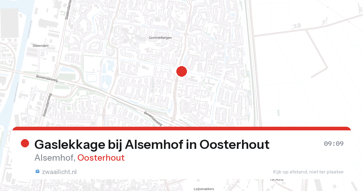 Gaslekkage bij Alsemhof in Oosterhout — 5 mrt 2026