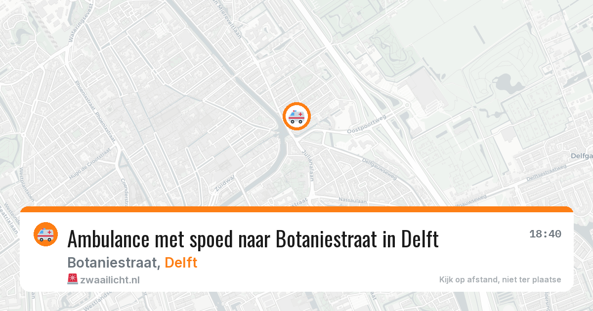 Ambulance met spoed naar Botaniestraat in Delft — 23 jun 2026