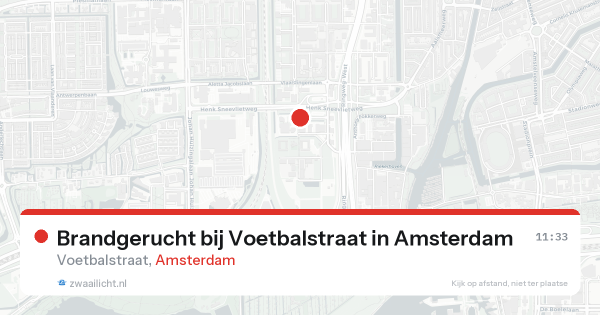Brandgerucht bij Voetbalstraat in Amsterdam — 22 aug 2026