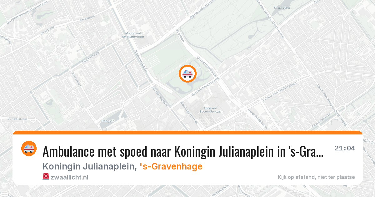 Ambulance met spoed naar Koningin Julianaplein in 's-Gravenhage — 10 aug 2026