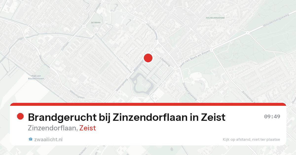 Brandgerucht bij Zinzendorflaan in Zeist — 23 aug 2026