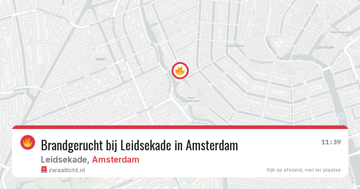 Brandgerucht bij Leidsekade in Amsterdam — 17 mrt 2026