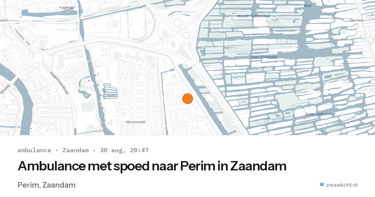 Ambulance met spoed naar Perim in Zaandam — 30 aug 2026