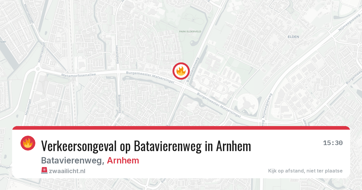Verkeersongeval op Batavierenweg in Arnhem — 2 aug 2026