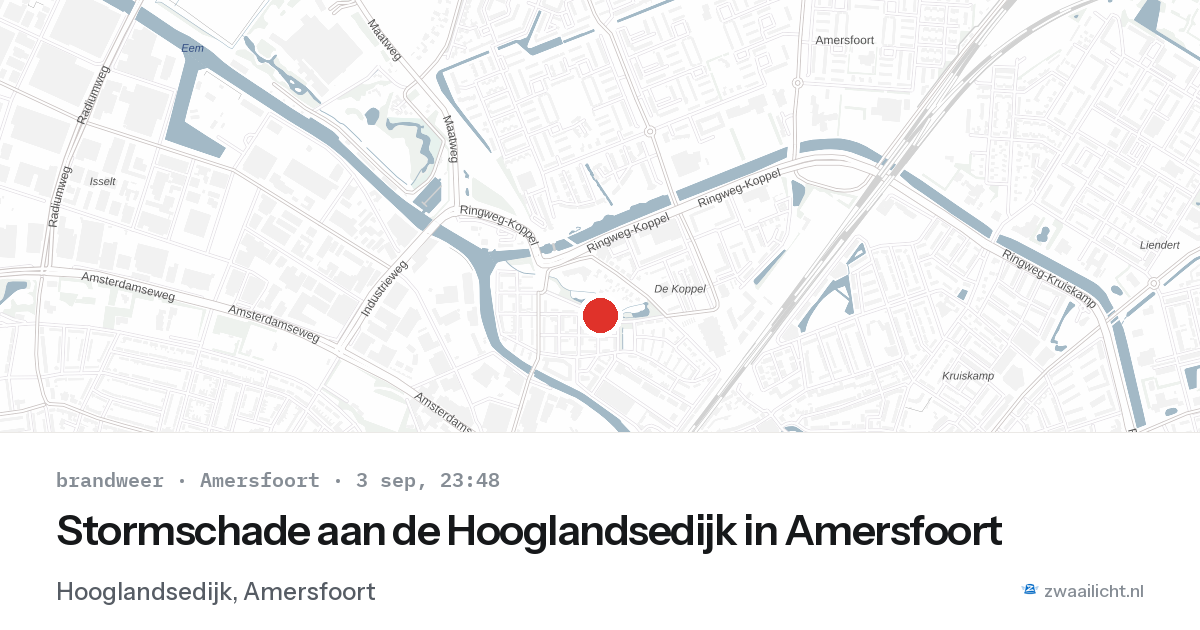 Stormschade aan de Hooglandsedijk in Amersfoort — 3 sep 2026