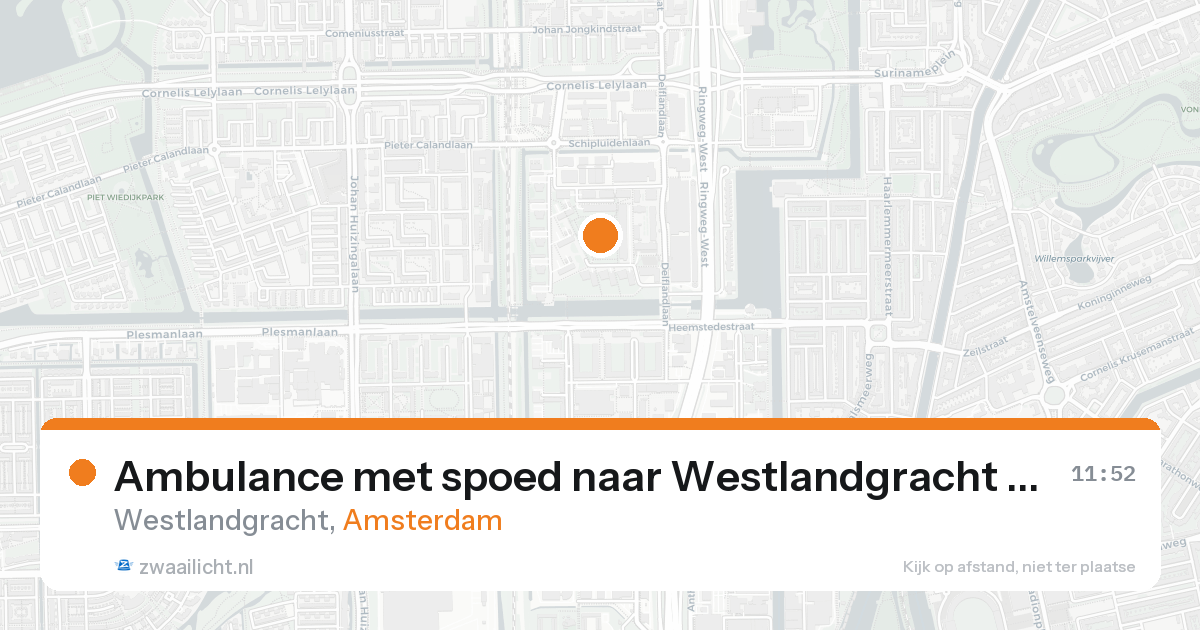 Ambulance met spoed naar Westlandgracht in Amsterdam — 24 jul 2026