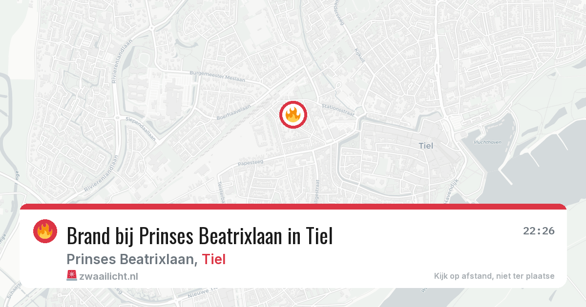 Brand bij Prinses Beatrixlaan in Tiel — 16 jun 2026