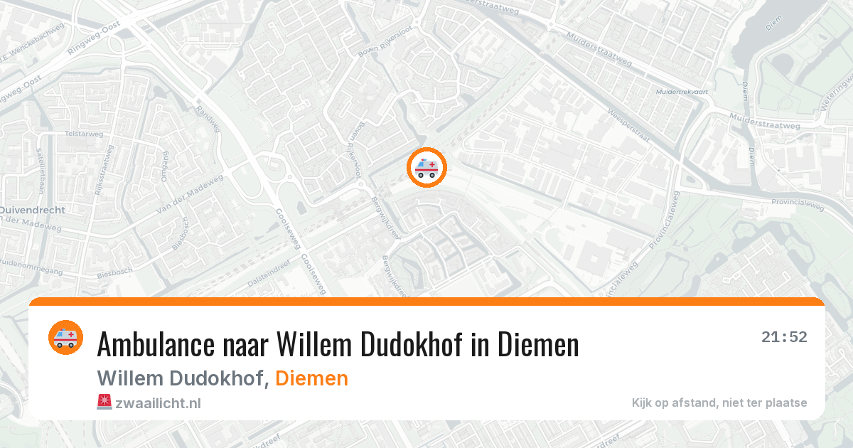 Ambulance naar Willem Dudokhof in Diemen — 22 mrt 2026