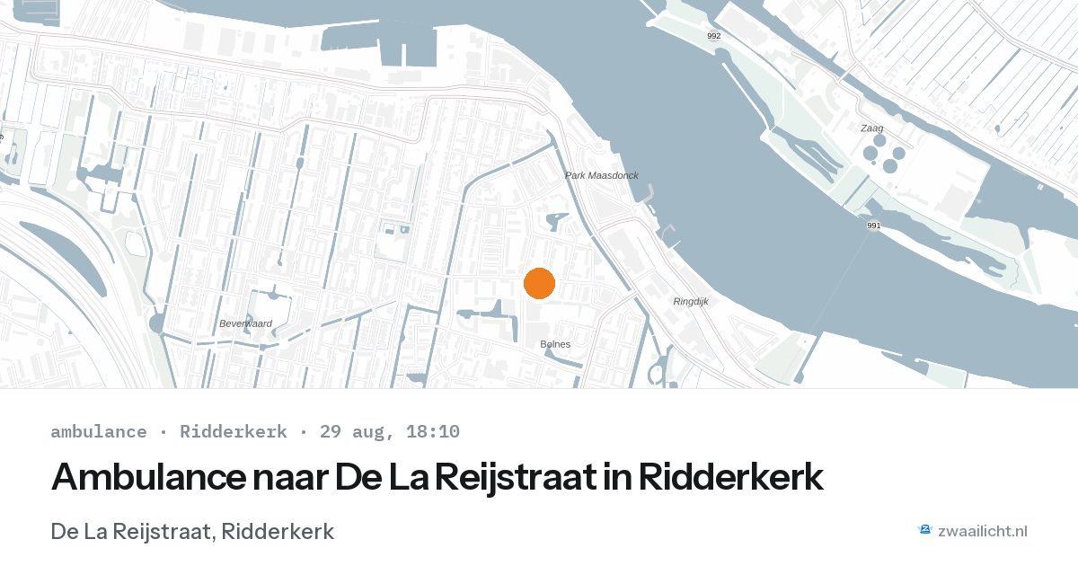 Ambulance naar De La Reijstraat in Ridderkerk — 29 aug 2026