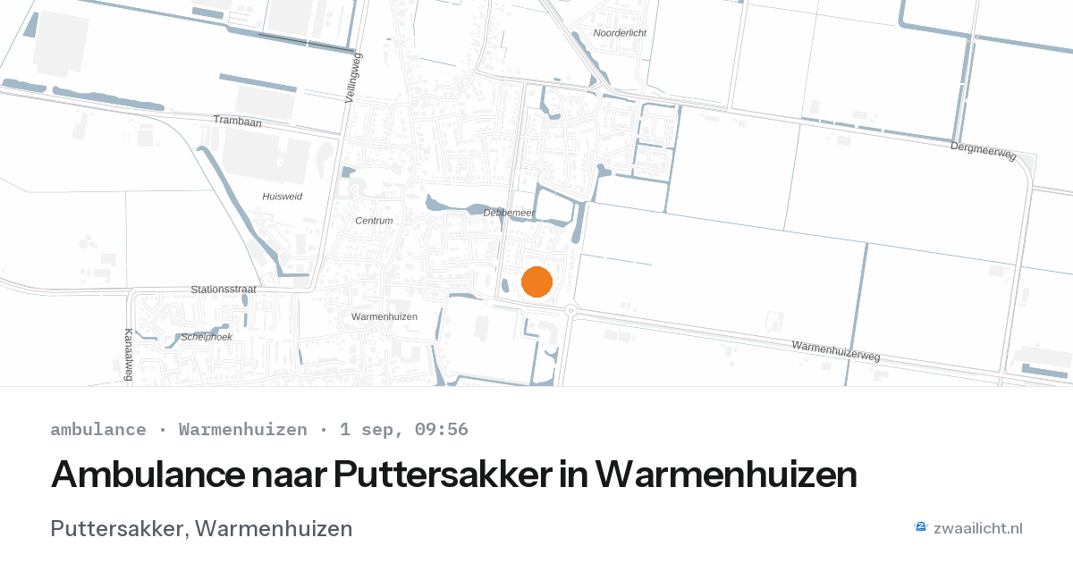 Ambulance naar Puttersakker in Warmenhuizen — 1 sep 2026