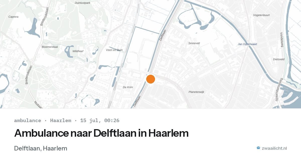 Ambulance naar Delftlaan in Haarlem — 14 jul 2026