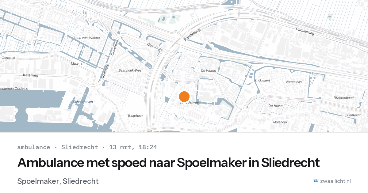 Ambulance met spoed naar Spoelmaker in Sliedrecht — 13 mrt 2026