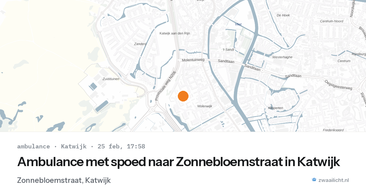 Ambulance met spoed naar Zonnebloemstraat in Katwijk — 25 feb 2026