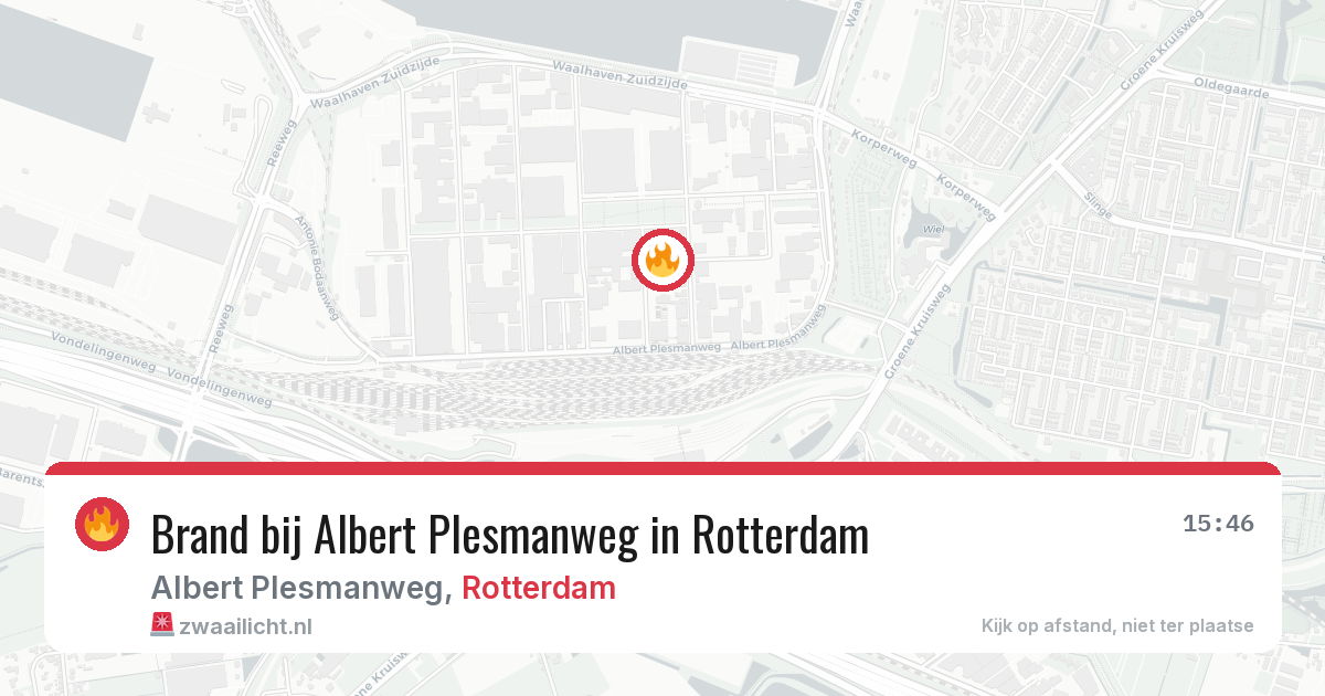 Brand bij Albert Plesmanweg in Rotterdam — 14 aug 2026