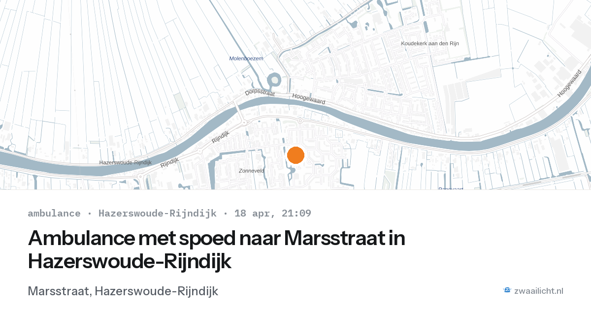 Ambulance met spoed naar Marsstraat in Hazerswoude-Rijndijk — 18 apr 2026