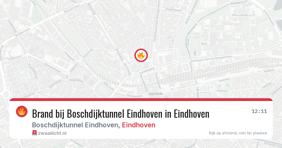 Brand bij Boschdijktunnel Eindhoven in Eindhoven — 17 jun 2026