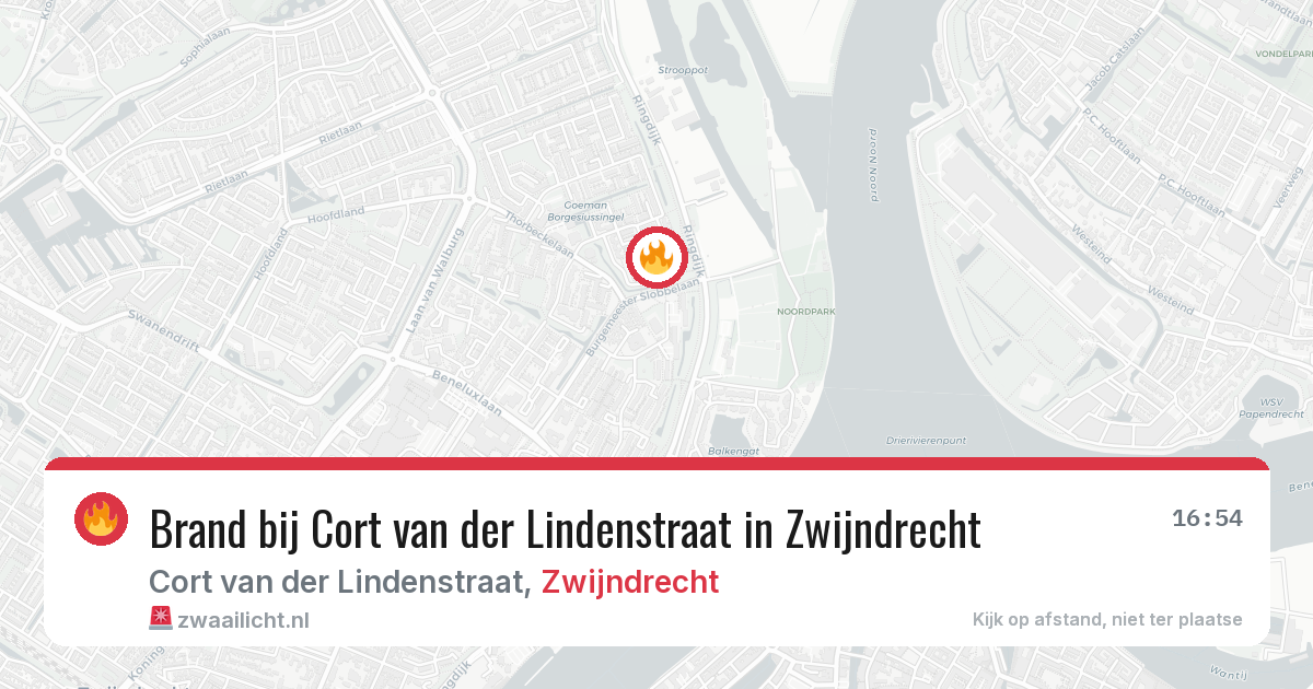 Brand bij Cort van der Lindenstraat in Zwijndrecht — 13 aug 2026