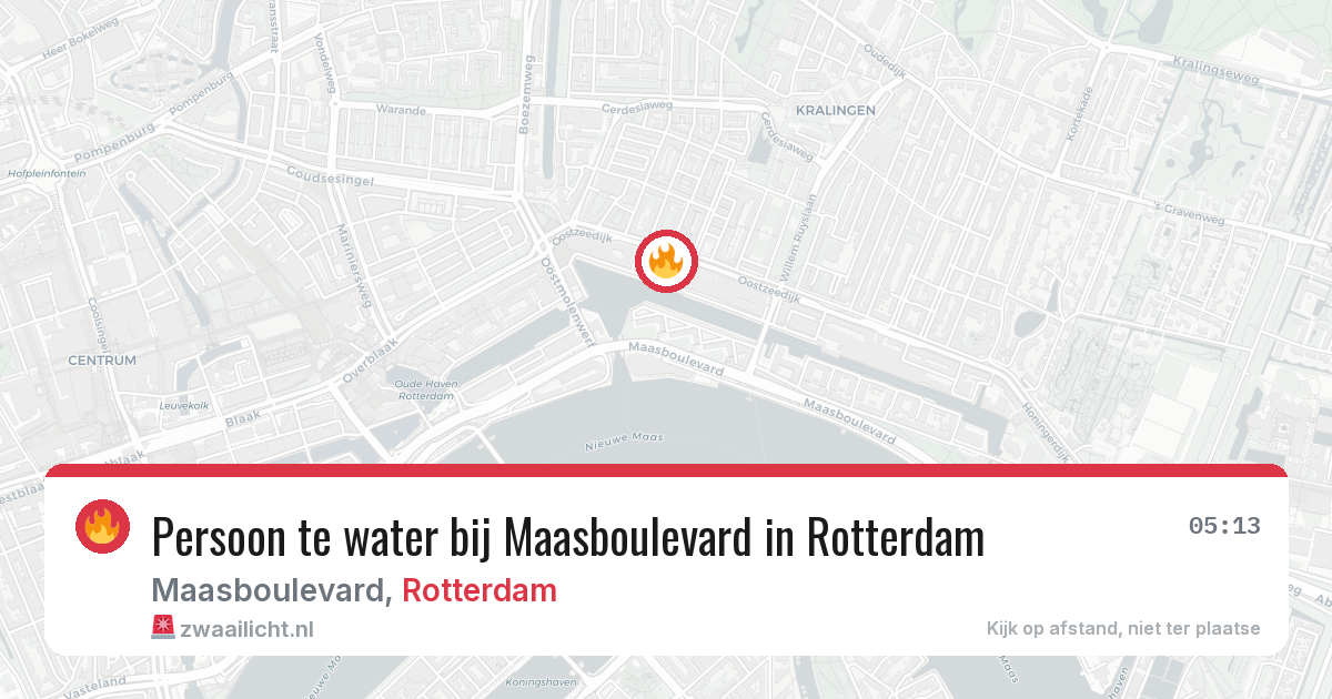 Persoon te water bij Maasboulevard in Rotterdam — 1 jun 2026