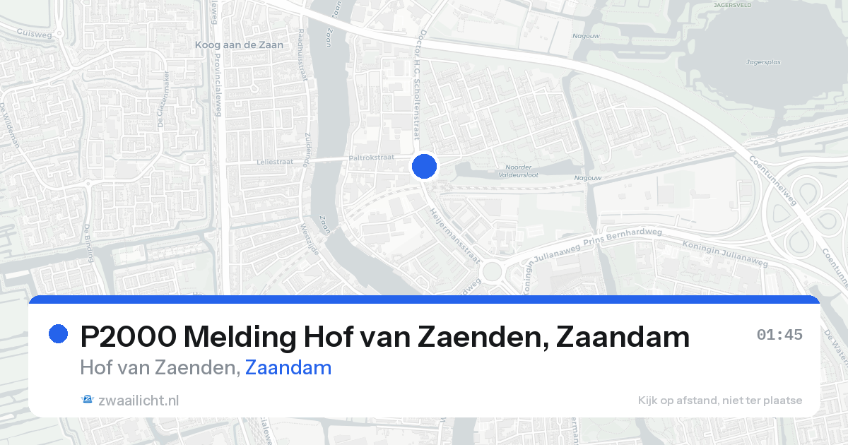 P2000 Melding Hof van Zaenden, Zaandam — 16 aug 2026