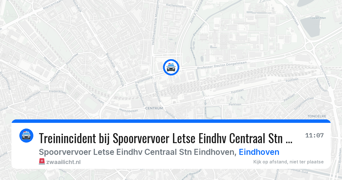 Treinincident bij Spoorvervoer Letse Eindhv Centraal Stn Eindhoven in Eindhoven — 6 jul 2026