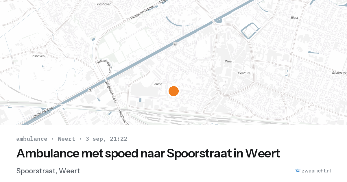 Ambulance met spoed naar Spoorstraat in Weert — 3 sep 2026