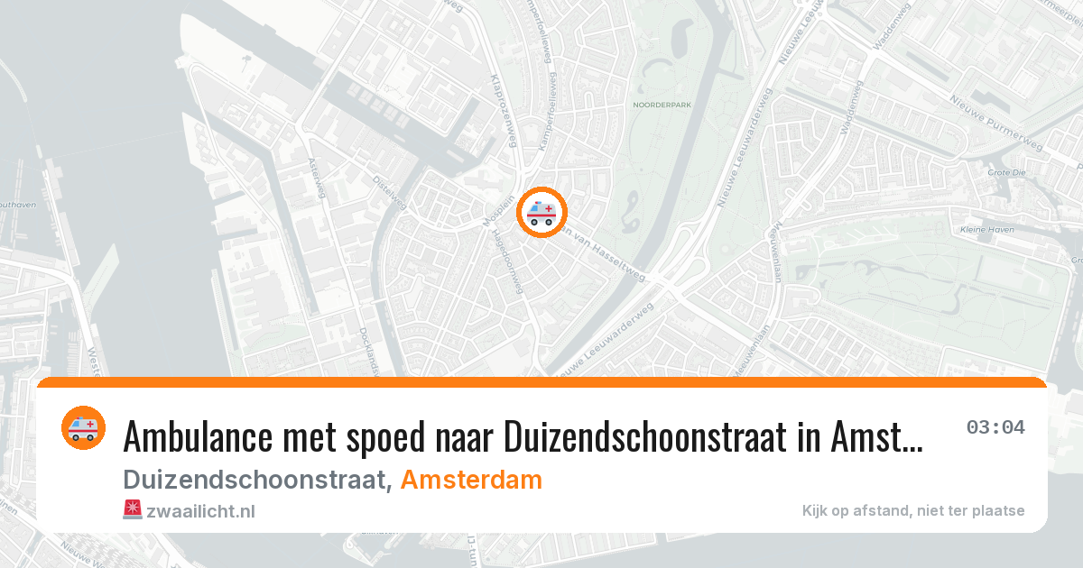 Ambulance met spoed naar Duizendschoonstraat in Amsterdam — 7 aug 2026