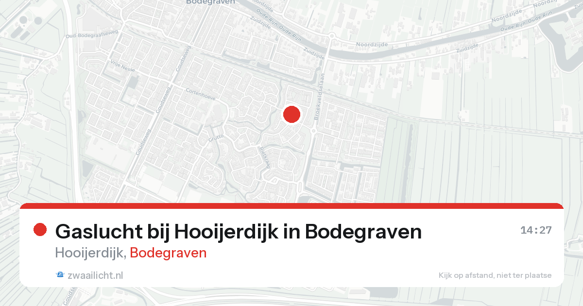Gaslucht bij Hooijerdijk in Bodegraven — 23 aug 2026