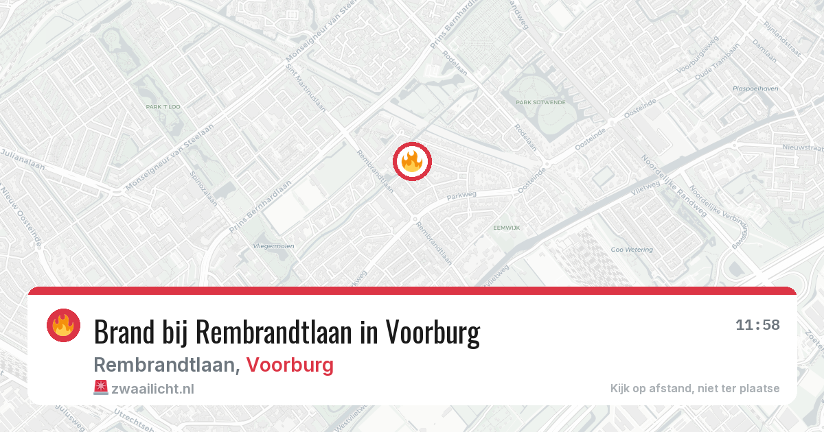 Brand bij Rembrandtlaan in Voorburg — 28 jun 2026