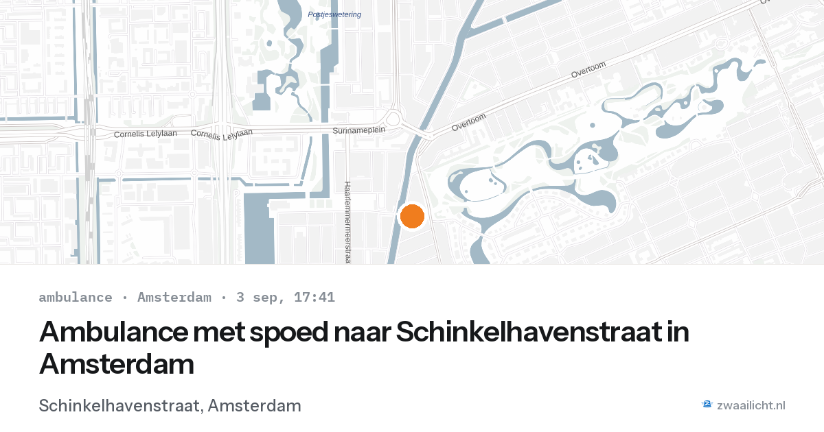 Ambulance met spoed naar Schinkelhavenstraat in Amsterdam — 3 sep 2026