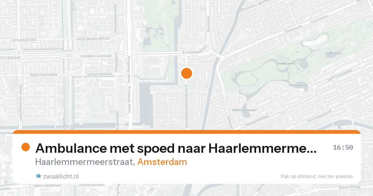 Ambulance met spoed naar Haarlemmermeerstraat in Amsterdam — 16 aug 2026