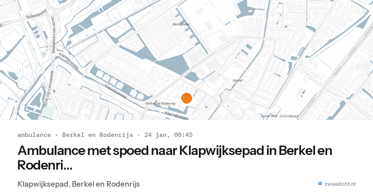 Ambulance met spoed naar Klapwijksepad in Berkel en Rodenrijs — 23 jan 2026
