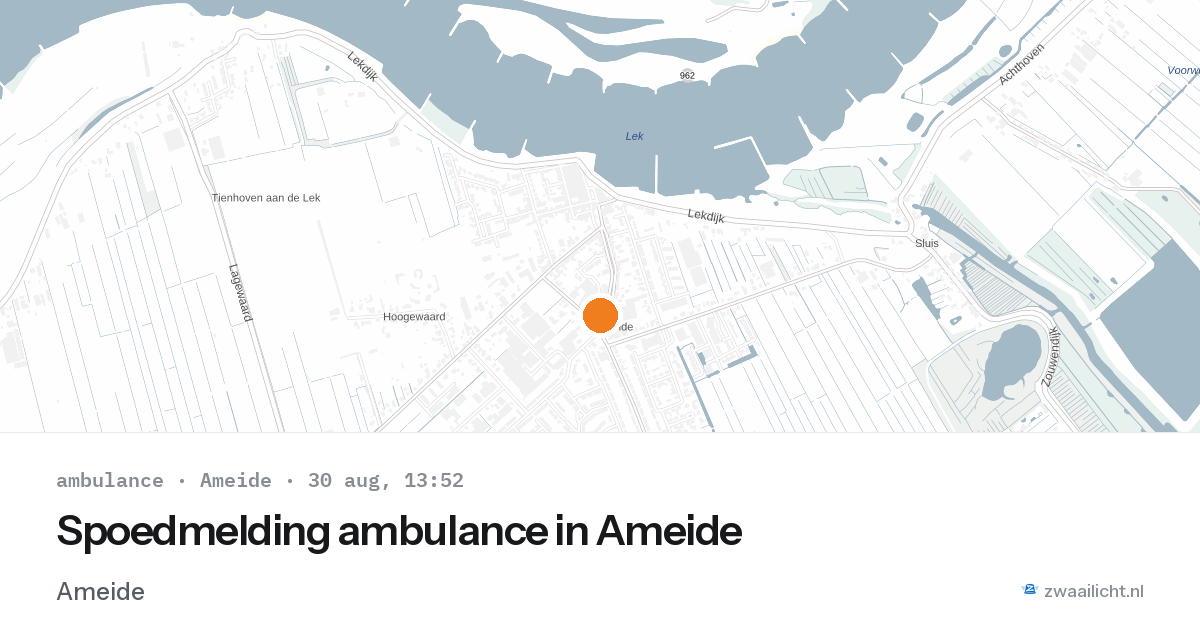 Spoedmelding ambulance in Ameide — 30 aug 2026