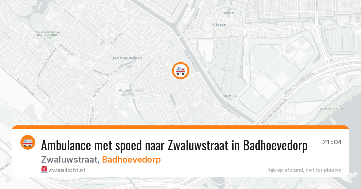 Ambulance met spoed naar Zwaluwstraat in Badhoevedorp — 8 aug 2026