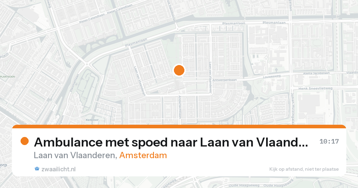 Ambulance met spoed naar Laan van Vlaanderen in Amsterdam — 17 aug 2026