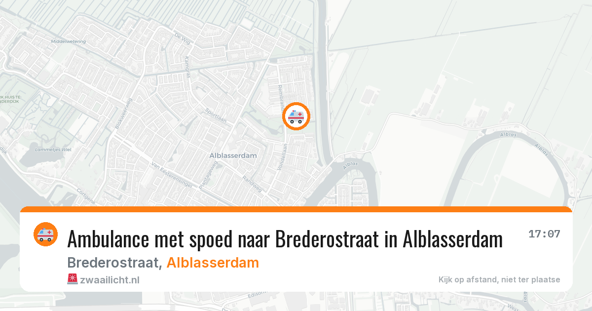 Ambulance met spoed naar Brederostraat in Alblasserdam — 31 mei 2026