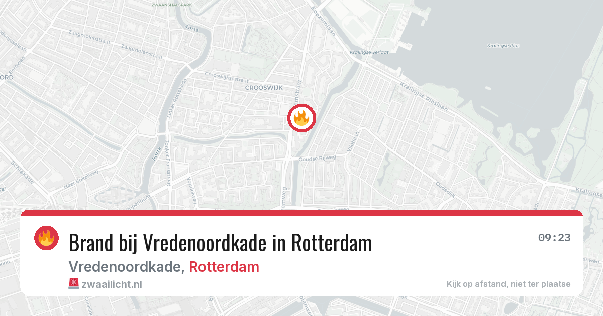 Brand bij Vredenoordkade in Rotterdam — 22 apr 2026