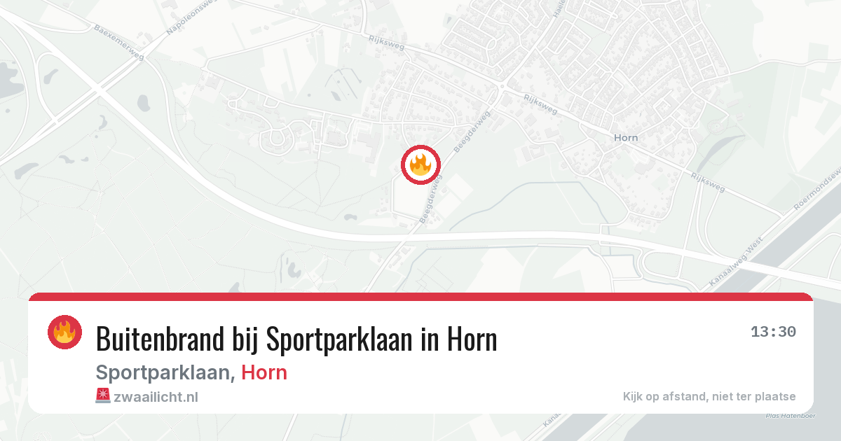Buitenbrand bij Sportparklaan in Horn — 29 mei 2026