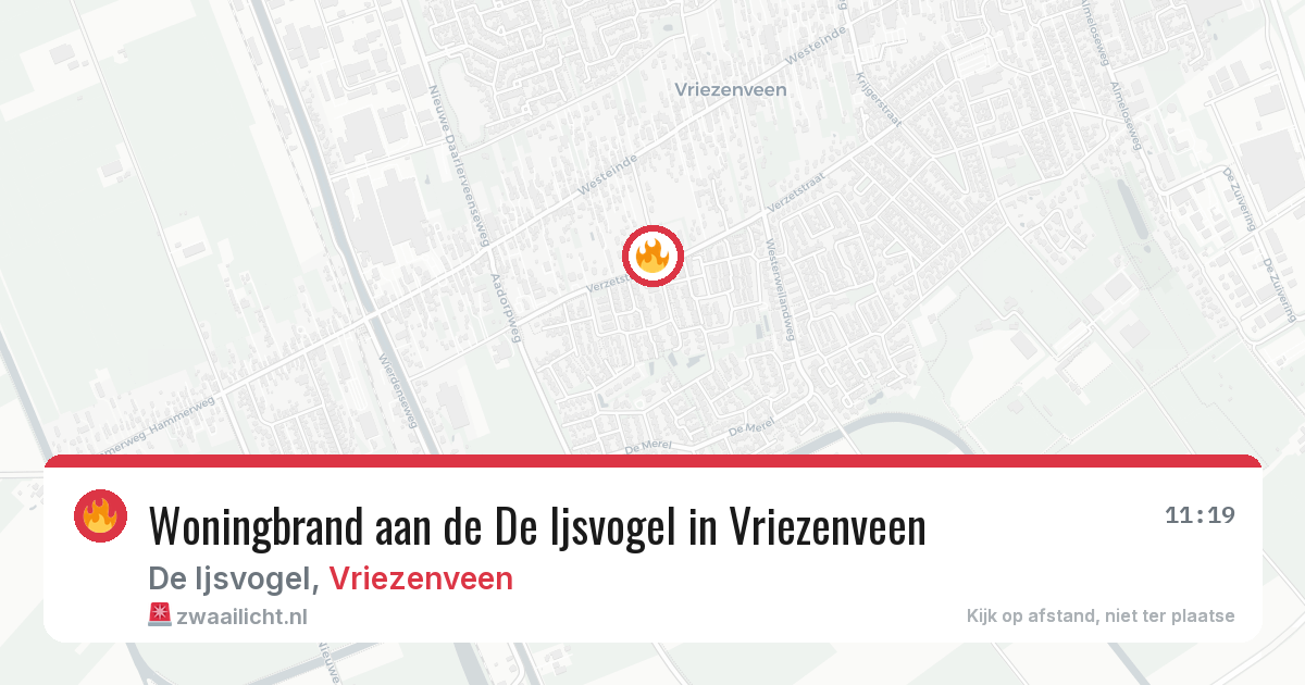 Woningbrand aan de De Ijsvogel in Vriezenveen — 4 jul 2026