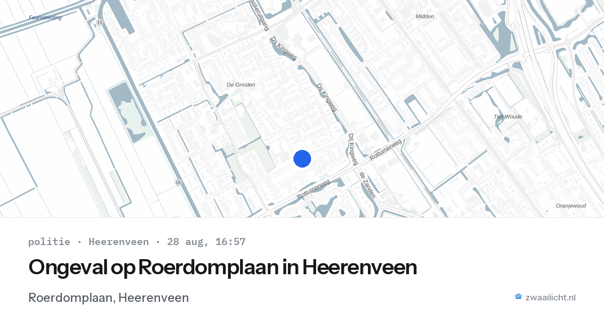 Ongeval op Roerdomplaan in Heerenveen — 28 aug 2026