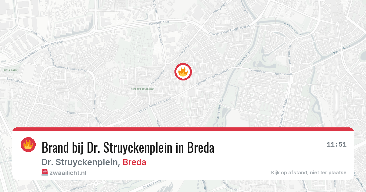 Brand bij Dr. Struyckenplein in Breda — 11 aug 2026