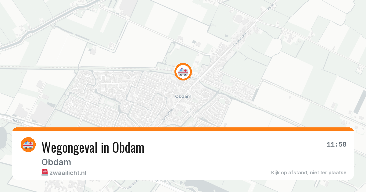 Wegongeval in Obdam — 6 jul 2026