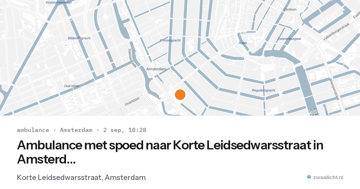 Ambulance met spoed naar Korte Leidsedwarsstraat in Amsterdam — 2 sep 2026