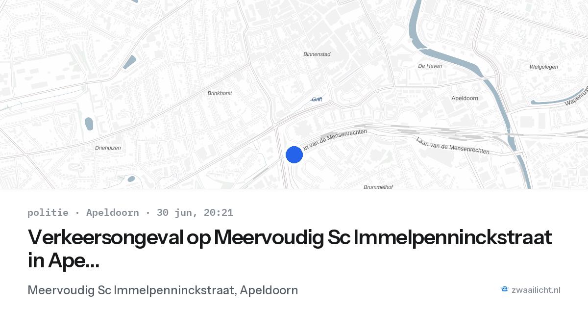Verkeersongeval op Meervoudig Sc Immelpenninckstraat in Apeldoorn — 30 jun 2026