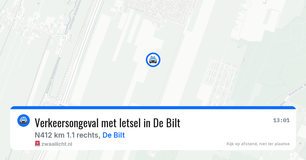Verkeersongeval met letsel in De Bilt — 24 jul 2026
