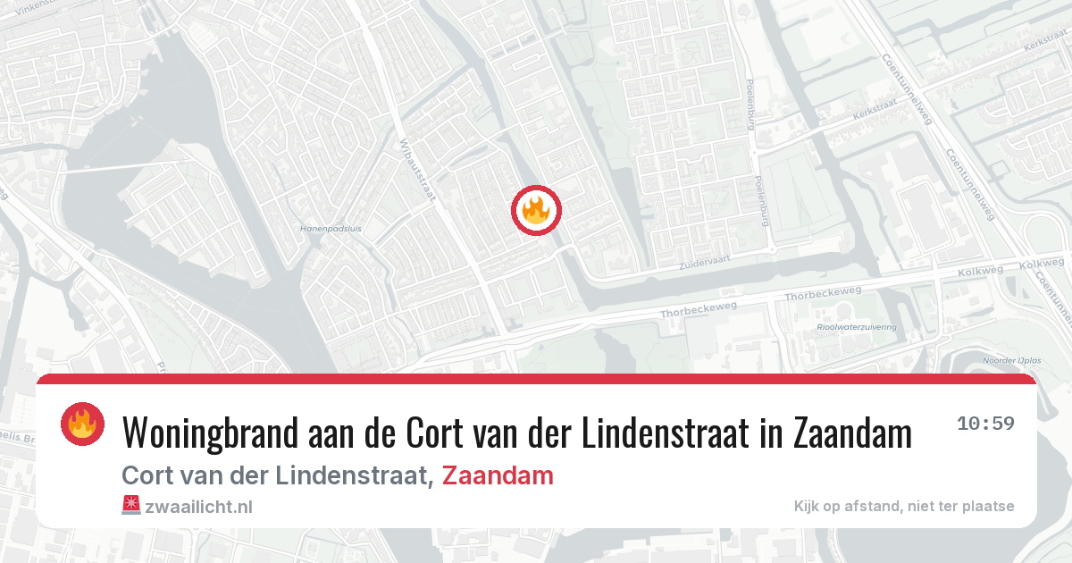 Woningbrand aan de Cort van der Lindenstraat in Zaandam — 9 aug 2026