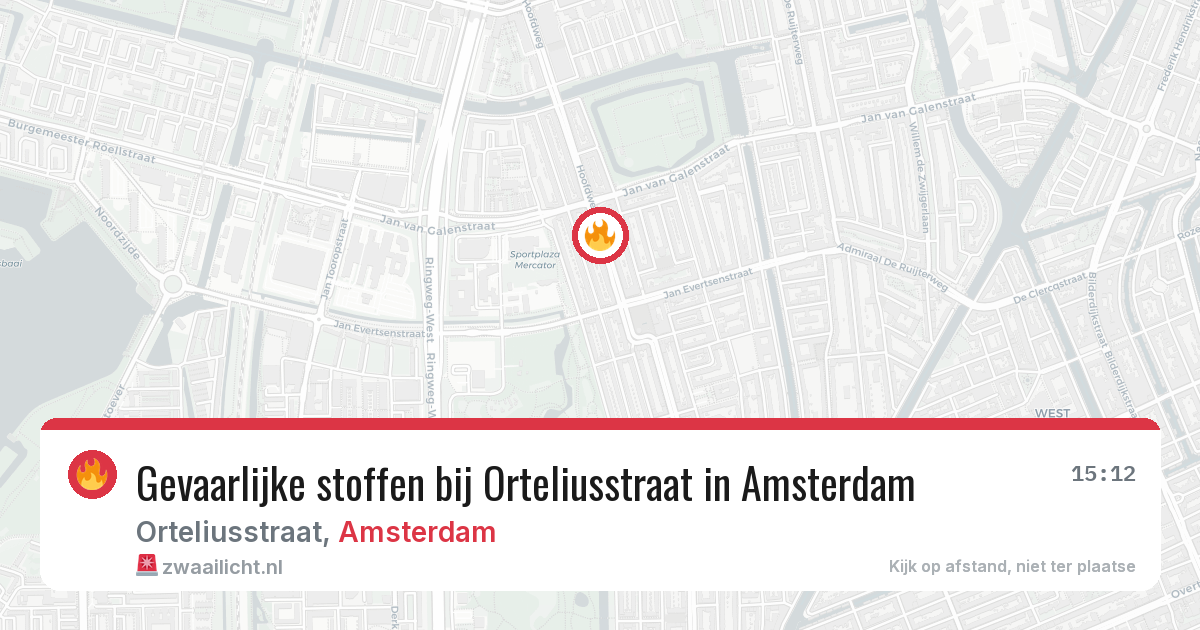 Gevaarlijke stoffen bij Orteliusstraat in Amsterdam — 14 aug 2026