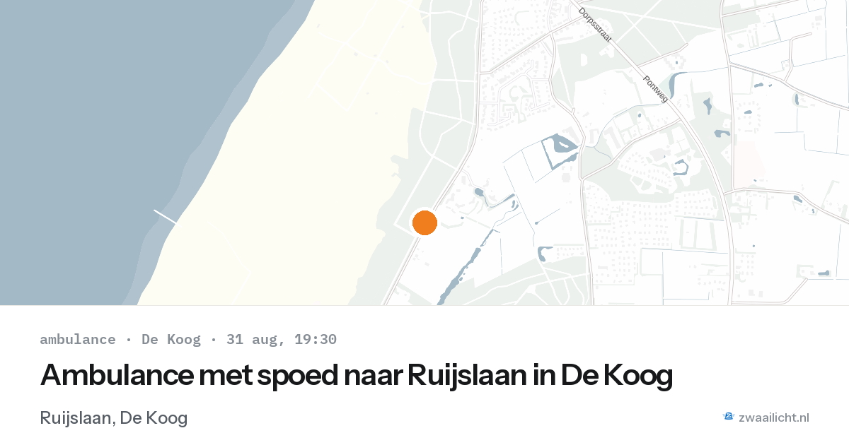 Ambulance met spoed naar Ruijslaan in De Koog — 31 aug 2026