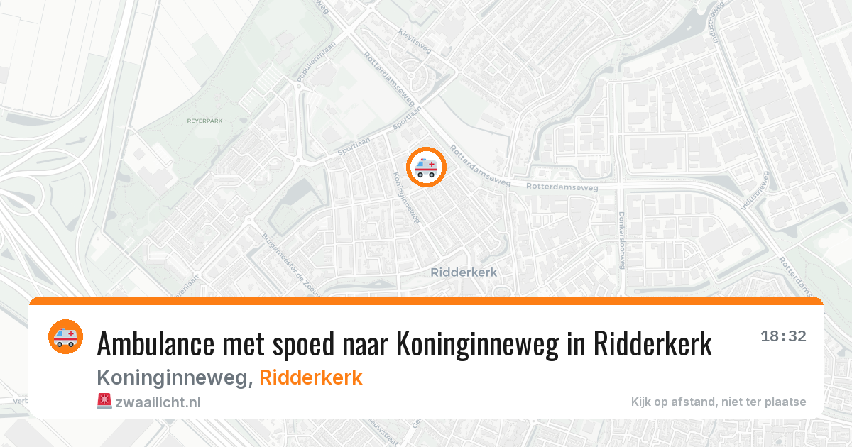 Ambulance met spoed naar Koninginneweg in Ridderkerk — 9 aug 2026