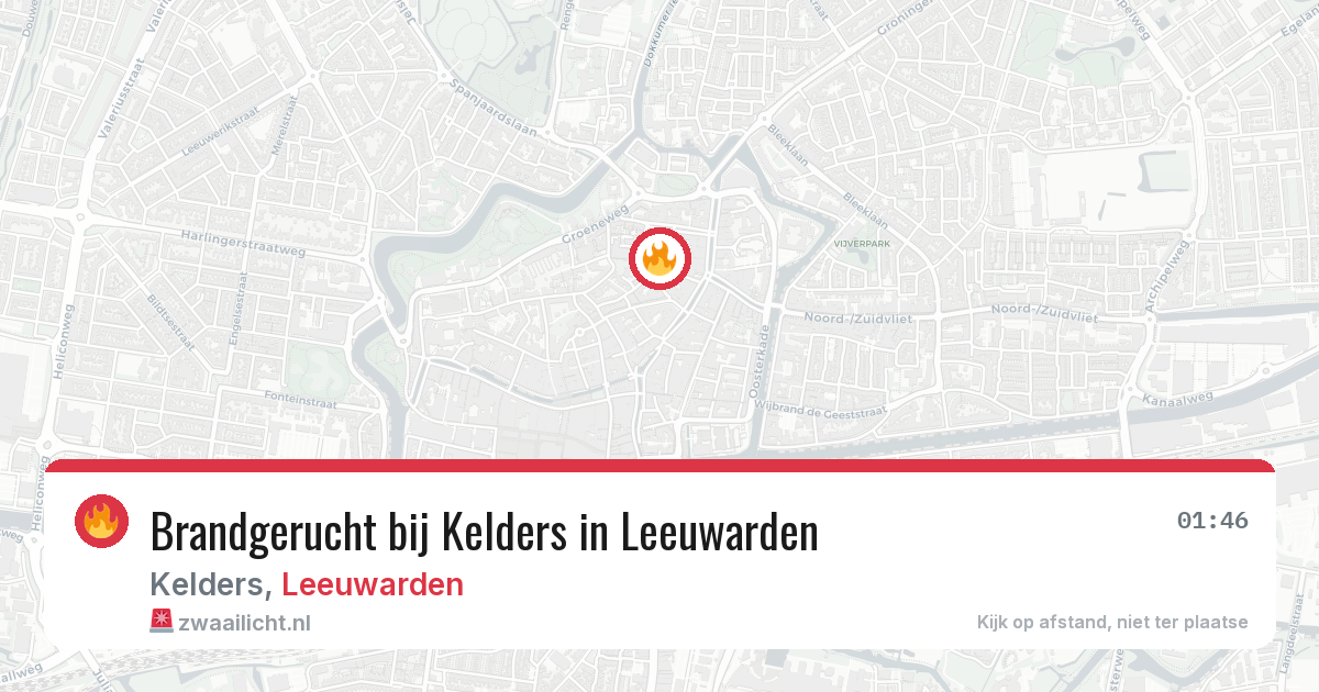 Brandgerucht bij Kelders in Leeuwarden — 16 mei 2026