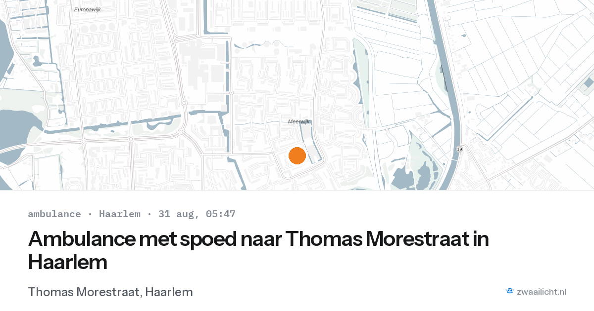 Ambulance met spoed naar Thomas Morestraat in Haarlem — 31 aug 2026